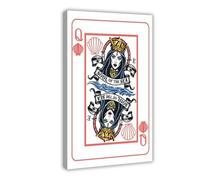 Soul of The Ocean-Red Queen Poker Poster Canvas Poster Wall Art Decor Print Picture Paintings for Living Room Bedroom Decoration 24x36inch(60x90cm)
