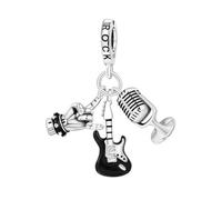 Soul on Fire Rock Music Genuine Charm 925 Sterling Silver Dangle Charm for European Fashion Bracelet Necklaces Wedding Day Valentine's Day Jewelry Gift for Sister Family Wife