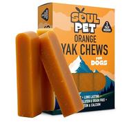 Soul Pet Natural Orange Original Box of 3 Medium Yak Chews for Dogs | Vitamin-Rich Himalayan Cheese Treats | Long-Lasting, Grain-Free, Dental Chews