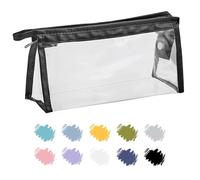 Soul Projekt Clear Pencil Case for Exams, Rectangle Black Transparent Exam Pencil Case for Students, Portable Clear Makeup Bag, PVC Pouch See Through Toiletry and Cosmetic Bag, Back to School Supplies
