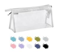 Soul Projekt Clear Pencil Case for Exams, Rectangle White Transparent Exam Pencil Case for Students, Portable Clear Makeup Bag, PVC Pouch See Through Toiletry and Cosmetic Bag, Back to School Supplies