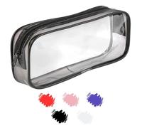 Soul Projekt Clear Pencil Case for Exams, Small Black Transparent Exam Pencil Case for Students, Portable Clear Makeup Bag, PVC Pouch See Through Toiletry and Cosmetic Bag, Back to School Supplies