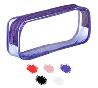 Soul Projekt Clear Pencil Case for Exams, Small Purple Transparent Exam Pencil Case for Students, Portable Clear Makeup Bag, PVC Pouch See Through Toiletry and Cosmetic Bag, Back to School Supplies
