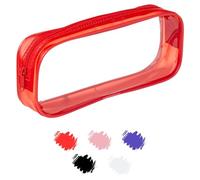 Soul Projekt Clear Pencil Case for Exams, Small Red Transparent Exam Pencil Case for Students, Portable Clear Makeup Bag, PVC Pouch See Through Toiletry and Cosmetic Bag, Back to School Supplies