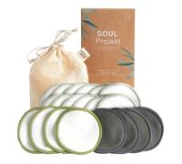 Soul Projekt Reusable Cotton Pads (20 Pack), 100% Organic Bamboo Cotton Face Pad, Washable Makeup Remover Pads, Laundry Bag, Eco Biodegradable No Waste Make Up Wipes, Stocking Fillers, Gifts for Women