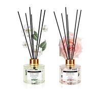 Soul & Scents Jasmine & Midnight Rose Reed Diffuser Set - 120ml with 6 Fiber Sticks Each | Stress Relief & Aromatherapy | Scented Air Freshener for Home, Bedroom, Bathroom & Office | Pack of 2