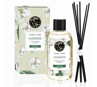 Soul & Scents Jasmine Reed Diffuser Refill - 300ml | Free 12 Fiber Reed Sticks | Stress Relief & Aromatherapy | Long-Lasting Scented Air Freshener for Home, Bedroom, Bathroom & Office