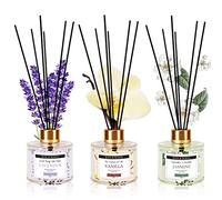 Soul & Scents Lavender, Vanilla & Jasmine Reed Diffuser Set - 120ml with 6 Fiber Sticks Each | Stress Relief & Aromatherapy | Scented Air Freshener for Home, Bedroom, Bathroom & Office | Pack of 3