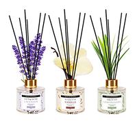 Soul & Scents Lavender, Vanilla & Lemongrass Reed Diffuser Set - 120ml with 6 Fiber Sticks Each | Stress Relief & Aromatherapy | Scented Air Freshener for Home, Bedroom, Bathroom & Office | Pack of 3