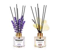 Soul & Scents Lavender & Vanilla Reed Diffuser Set - 120ml with 6 Fiber Sticks Each | Stress Relief & Aromatherapy | Scented Air Freshener for Home, Bedroom, Bathroom & Office | Pack of 2