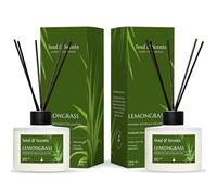 Soul & Scents Lemongrass Reed Diffuser Set - 120ml with 6 Fiber Sticks Each | Stress Relief & Aromatherapy | Long-Lasting Scented Air Freshener for Home, Bedroom, Bathroom & Office | Pack of 2