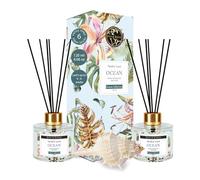 Soul & Scents Ocean Reed Diffuser Set - 120ml with 6 Fiber Sticks Each | Stress Relief & Aromatherapy | Long-Lasting Scented Air Freshener for Home, Bedroom, Bathroom & Office | Pack of 2