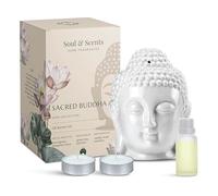 Soul & Scents Sacred Buddha Ceramic Tea Light Burner | Aromatic Oil Diffuser with Free Lemongrass Oil (10 ml) | Gift Set for Meditation, Relaxation & Special Occasions