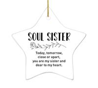 Soul Sister Gift Christmas Ornament, You are My Sister and Dear to My Heart, Friendship Ornament Gift for Women Best Friends Bestie BBF Birthday Graduation Gifts
