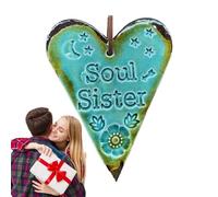 Soul Sister Ornament For Women - Ceramic Souvenir Pendant Of Sisterhood | Christmas Decoration Birthday For Bestie, Sisters, Soul Mates, Close Friends