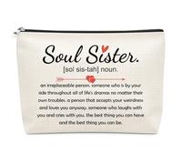 Soul Sisters Gifts from Sister Makeup Bag for Big Little Sister Bestie Friendship Gifts Best Friend Birthday Gift Christmas Graduation Gift for True Friends Unbiological Sisters Bestie Cosmetic Bag
