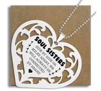 Soul Sisters Ornament, Heart Shaped Stainless Steel Hanging Gift for Best Friend Long Distance Sister, Friendship Christmas Keepsake Hanging Ornament SXX9