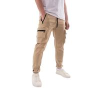 Soul Star Men's Cargo Combat Pants - Lightweight Trousers with Multiple Pockets for Work and Casual Use, Dark Stone Colour, Size- L
