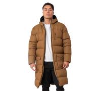 Soul Star Mens Long Padded Parka Coat Hooded Neck Full Zip Puffer Long Jackets for Men, Tan Colour, Size- L