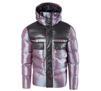 Soul Star Mens Puffer Jacket with Hood, Shiny Metallic Design, and Multiple Pockets Jacket for Men UK, Purple Colour, Size-M