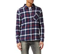Soul Star Men's TIRTA Regular Fit Checkered Button Front Long Sleeve Casual Shirt, Black (Black 1F2A3E), 17.5 (Manufacturer Size:X-Large)