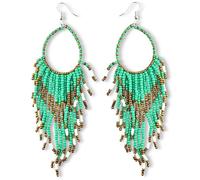 Soul Statement Colorful Bead Dangles, Cowboy Chic Earrings for Women, Boho Handmade Red, Gold, Turquoise Earrings, Ethnic Dangling Beads Design, Gift-Ready, Perfect for Concerts & Festivals, One size