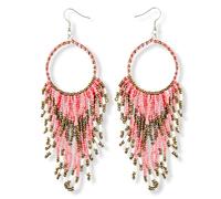 Soul Statement Colorful Bead Dangles, Cowboy Chic Earrings for Women, Boho Handmade Red, Gold, Turquoise Earrings, Ethnic Dangling Beads Design, Gift-Ready, Perfect for Concerts & Festivals, One size