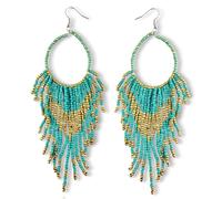 Soul Statement Colorful Bead Dangles, Cowboy Chic Earrings for Women, Boho Handmade Red, Gold, Turquoise Earrings, Ethnic Dangling Beads Design, Gift-Ready, Perfect for Concerts & Festivals, One size
