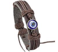 Soul Statement Men's Leather Wrap Bracelet - Evil Eye Charm, Nazar Handmade Leather Adjustable Wrap, Hamsa Hand Jewelry, 6-13 inches, Leather, no gemstone