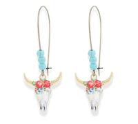 Soul Statement Western Stylish Beads in Turquoise Earrings, Unique Boho Earrings for Women, Perfect for Casual, Country Concerts, Festivals, Gray & White Teal, One Size, Wood, No Gemstone