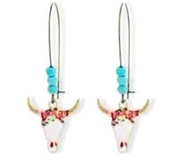 Soul Statement Western Stylish Beads in Turquoise Earrings, Unique Boho Earrings for Women, Perfect for Casual, Country Concerts, Festivals, Gray & White Teal, One Size, Wood, No Gemstone