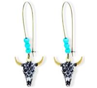 Soul Statement Western Stylish Beads in Turquoise Earrings, Unique Boho Earrings for Women, Perfect for Casual, Country Concerts, Festivals, Gray & White Teal, One Size, Wood, No Gemstone