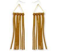 Soul Statement Women's Leather Tassel Country Western Earrings, Lightweight Comfortable Geometric Colorful Accessories for Teens, Women, Zinc, No Gemstone
