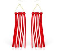 Soul Statement Women's Leather Tassel Country Western Earrings, Lightweight Comfortable Geometric Colorful Accessories for Teens, Women, Zinc, No Gemstone