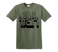 Soul - Train - Men's T-Shirt Motown North Soul Gladys Knight Marvin Gaye Tv Series T-Shirt(Military Green,L)