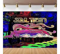 Soul Train Theme Photography Backdrop 70's and 80's Disco Dancing Prom Party Decoration Banner Neon Glow Background Photo Studio 250x180CM