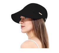 soul young Sun Hat with Ponytail Hole for Women Summer Quick Dry Wide Brim(One Size,Black)
