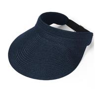 soul young Women Ponytail Straw Beach Sun Hat UPF 50+ Wide Brim Packable Summer Visor(One Size,Navy)