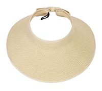 soul young Womens Beach Straw Sun Hats Ponytail Hole Wide Brim Summer Visor Foldable Hat Sun Protection Packable for Travel Pool(One Size,Beige)