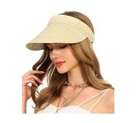 soul young Womens Beach Straw Sun Visor Hat Ponytail Hole UV Protection(One Size,Beige)