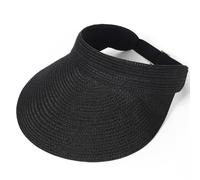 soul young Womens Beach Straw Sun Visor Hat Ponytail Hole UV Protection(One Size,Black)