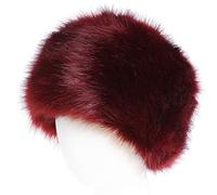 soul young Women's Cossack Russion Style Faux Fur Hat with Stretch for Winter Warm Cap(Burgendy)