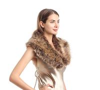soul young Women's Faux Fur Collar Winter White Warmer Scarf Wrap (31.5",80CM, Raccoon)