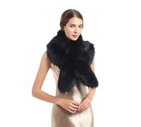 soul young Women's Faux Fur Collar Winter White Warmer Scarf Wrap (47",120CM, Black)