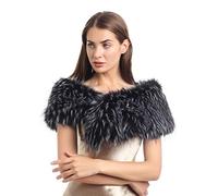 soul young Women's Faux Fur Collar Winter White Warmer Scarf Wrap (47",120CM, Black&White)
