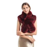 soul young Women's Faux Fur Collar Winter White Warmer Scarf Wrap (47",120CM, Burgendy)
