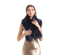 soul young Women's Faux Fur Collar Winter White Warmer Scarf Wrap (47",120CM, Navy)