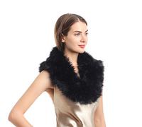 soul young Women's Faux Fur Collar Winter White Warmer Scarf Wrap(Black)