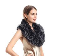 soul young Women's Faux Fur Collar Winter White Warmer Scarf Wrap(Black&White)