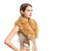 soul young Women's Faux Fur Collar Winter White Warmer Scarf Wrap(Nature)